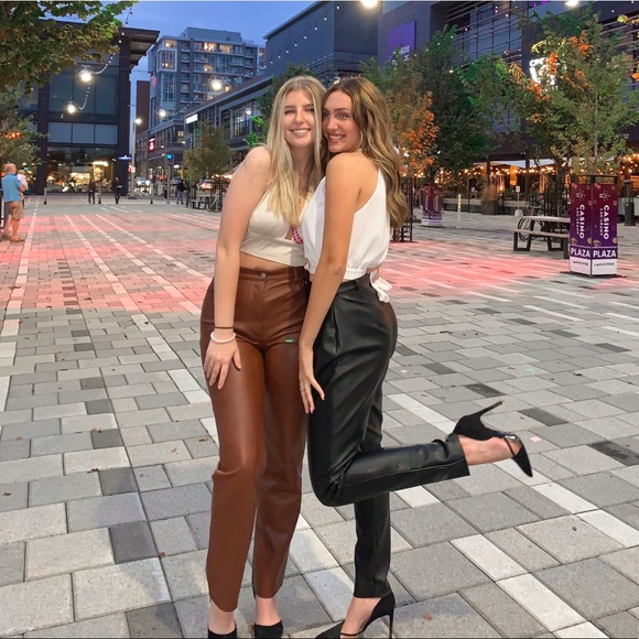 Black Faux Leather Pants - only worn once, super cute & in perfect condition! - Picture 1 of 2